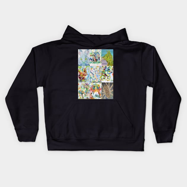 NINE ANIMALS - version 2 Kids Hoodie by lautir